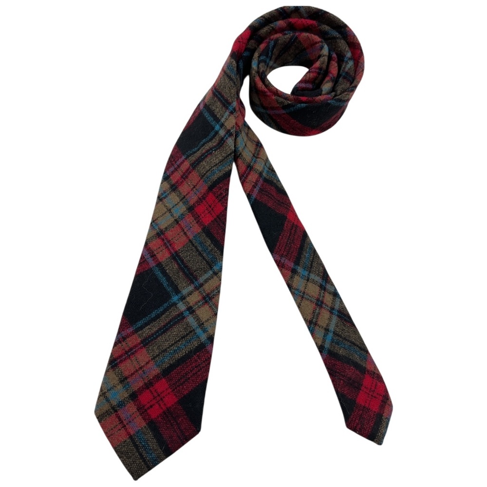 BURMA BIBAS Multicolor Tartan Wool Blend DESIGNER Slim Tie